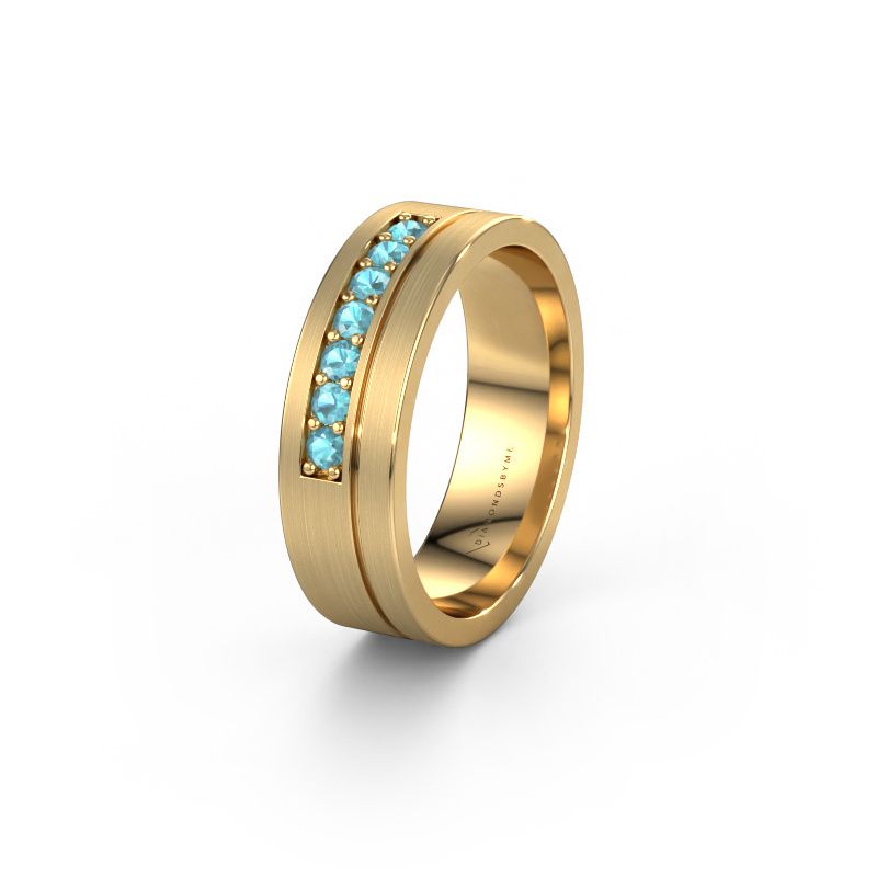 Trouwring WH0312L16AM 585 goud blauw topaas ±6x1.7 mm