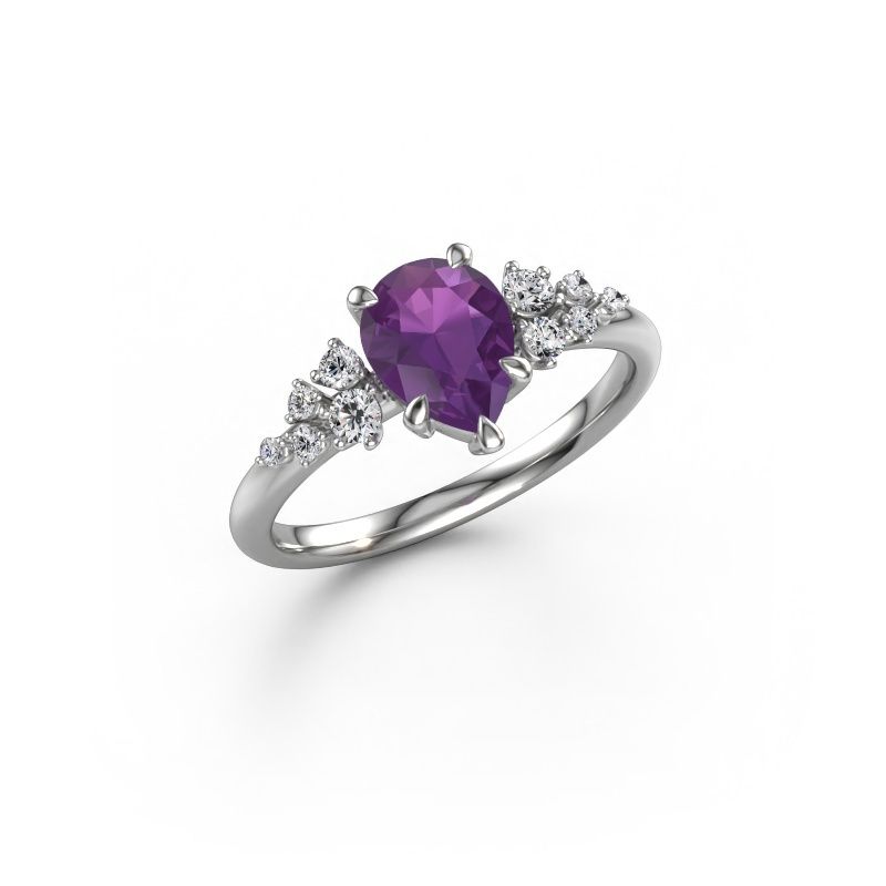 Engagement ring Royce PER 950 platinum amethyst 8x6 mm