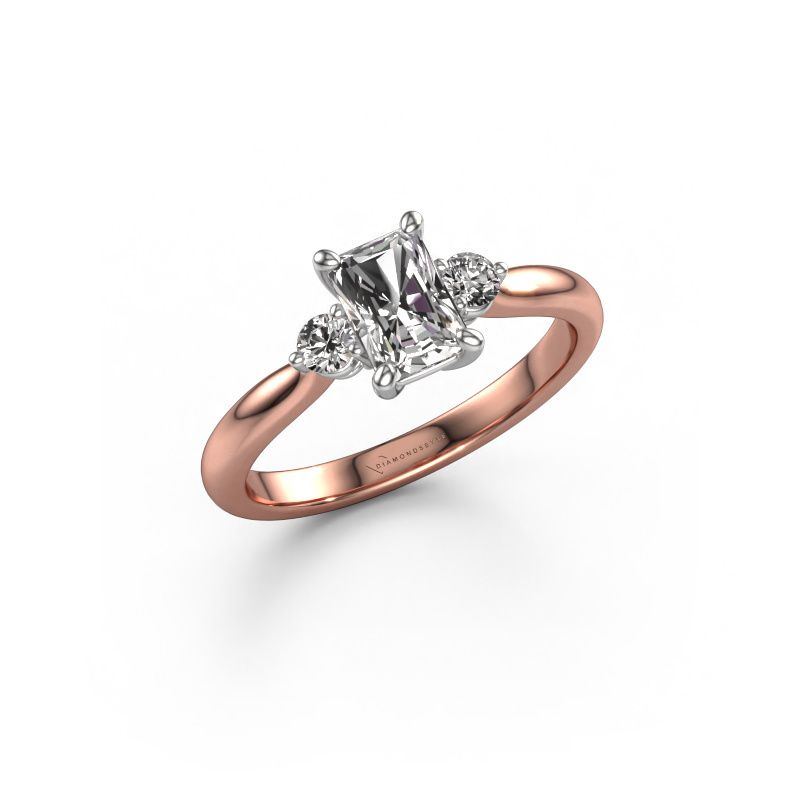 Engagement ring Lieselot RAD 585 rose gold custom diamond 6.5x4.5 mm