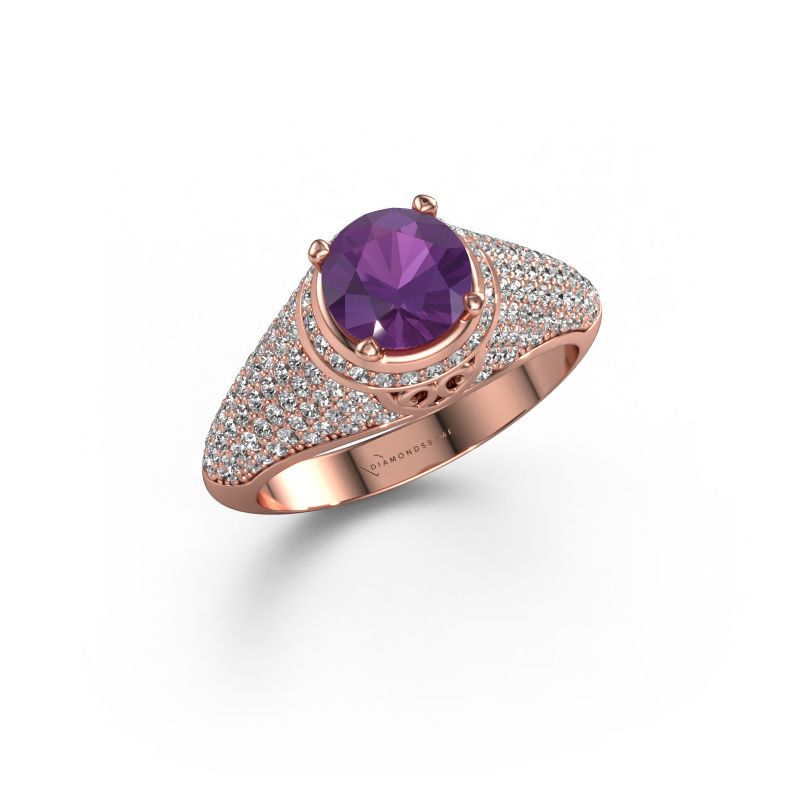 Bague Sharee 585 or rose améthyste 6.5 mm