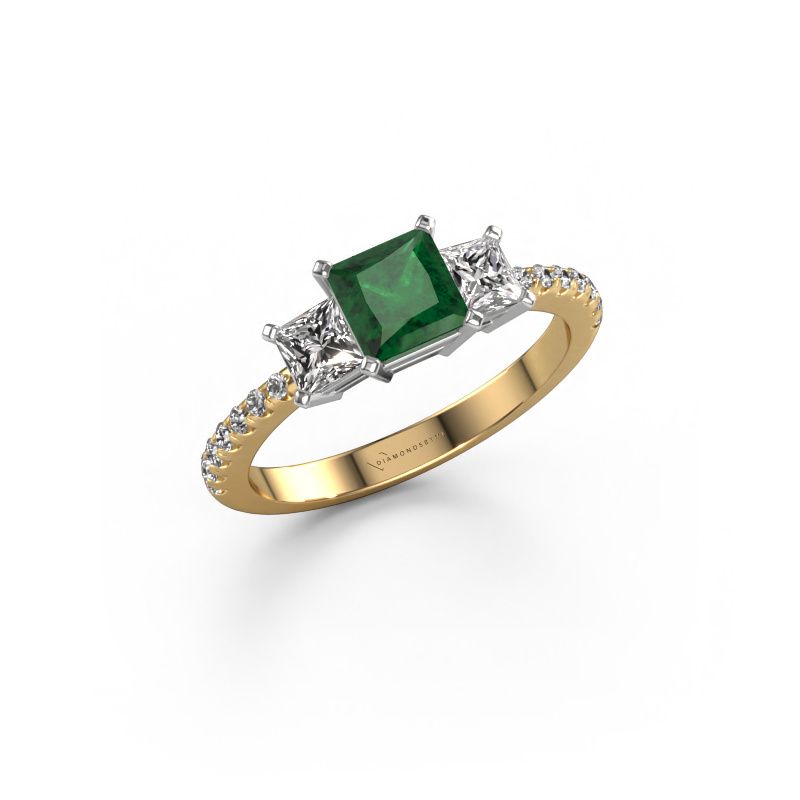 Verlovingsring Dorla 585 goud smaragd 5 mm