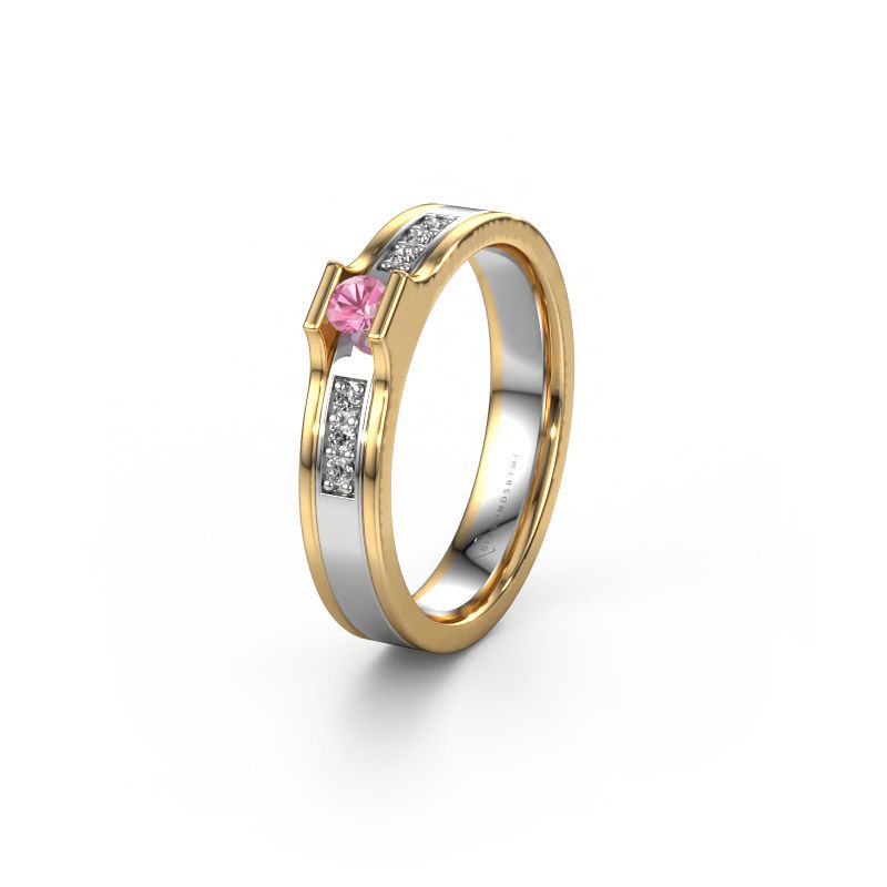 Trouwring WH2110L14A 585 witgoud roze saffier ±4x1.7 mm