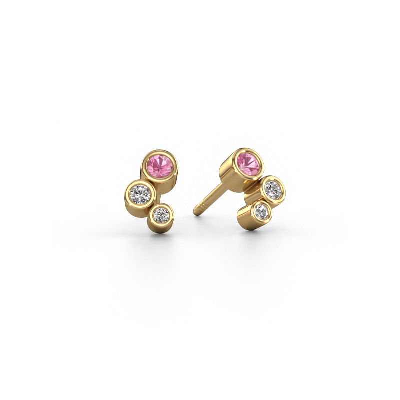 Clous d'oreilles Marlys 585 or jaune saphir rose 2.5 mm