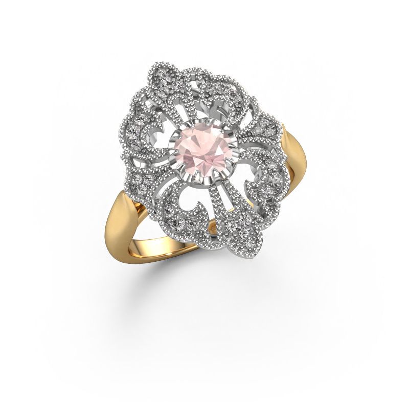 Engagement ring Naida 585 gold morganite champagne 5 mm