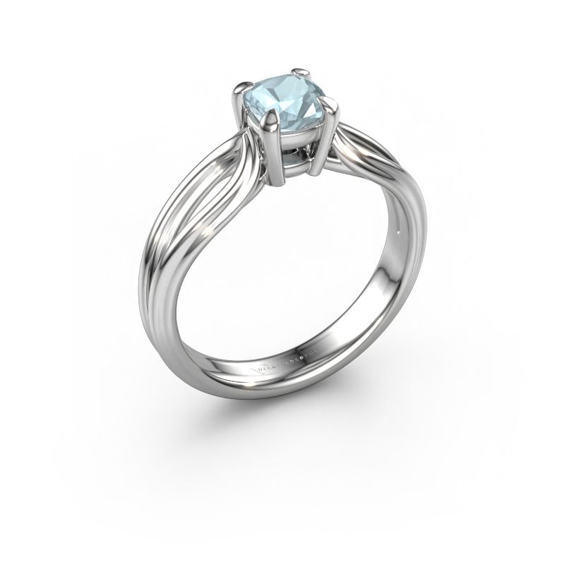 Engagement ring Antonia cus 1 585 white gold aquamarine 5 mm