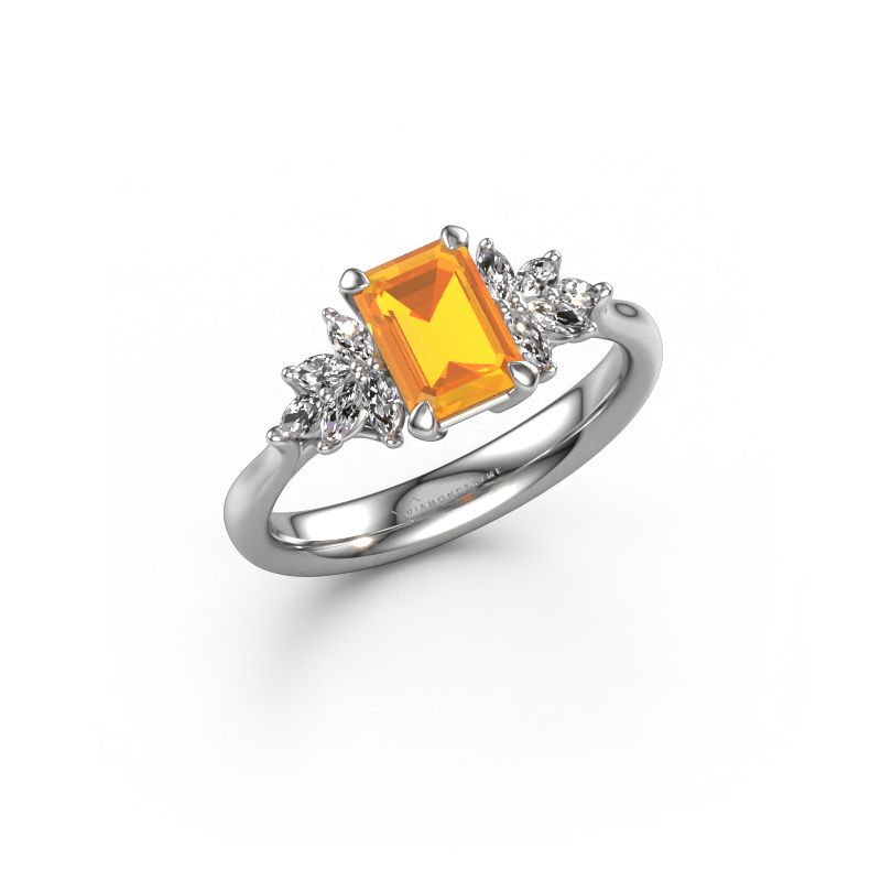 Verlovingsring Fiona EME 585 witgoud citrien 7x5 mm
