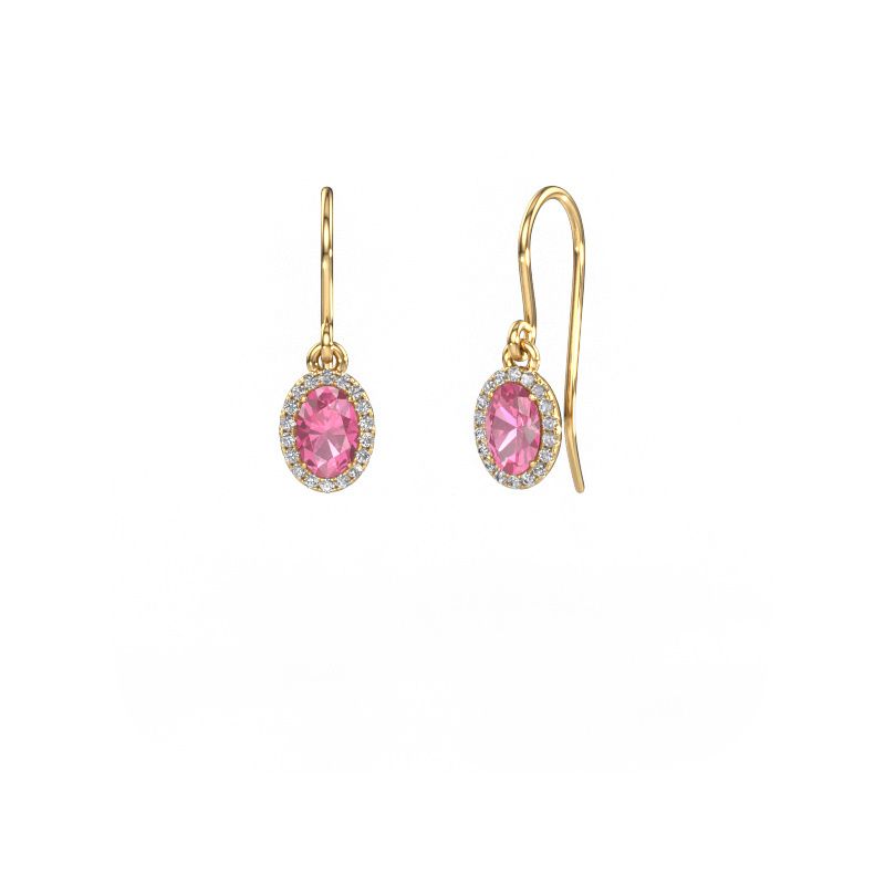 Drop earrings Seline ovl 585 gold pink sapphire 6x4 mm