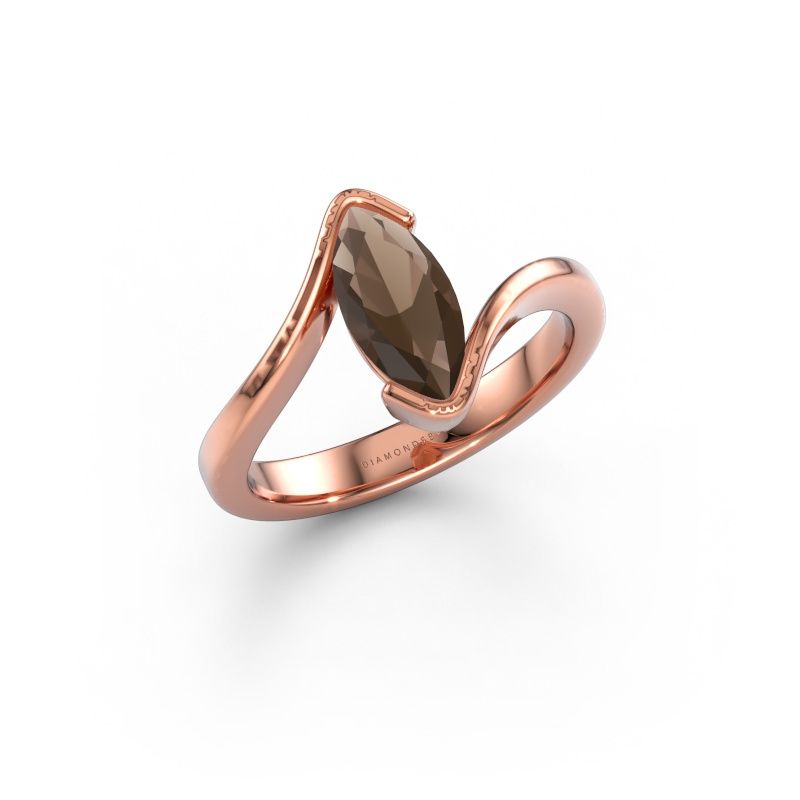 Bague de fiançailles Eve 585 or rose quartz fumé 10x5 mm