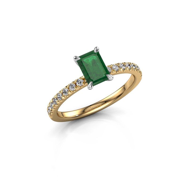 Afbeelding van Verlovingsring Crystal EME 2 585 goud smaragd 6.5x4.5 mm