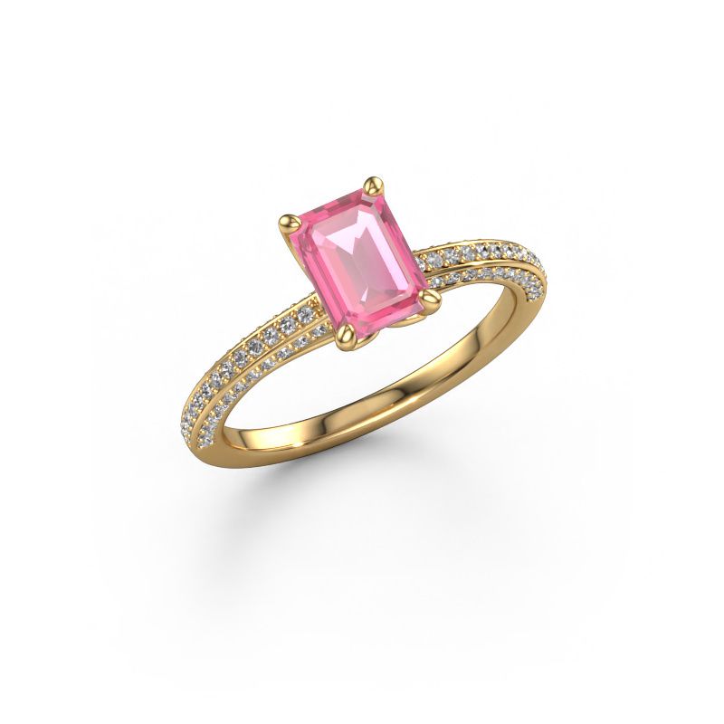 Engagement ring Elenore eme 585 gold pink sapphire 7x5 mm