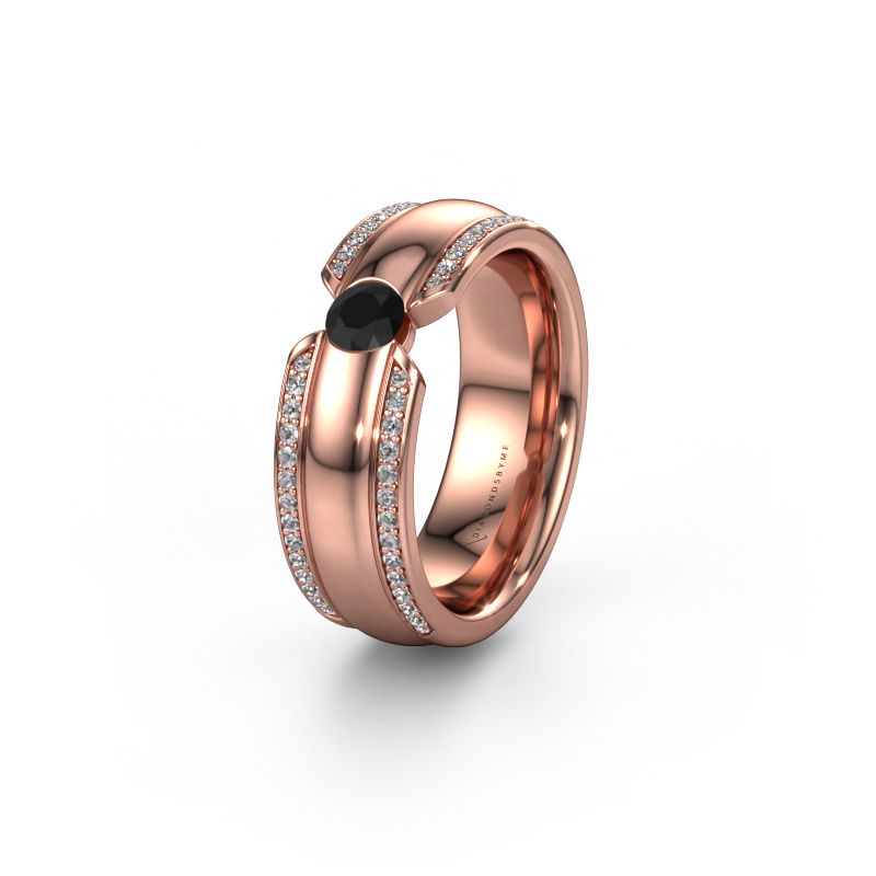 Trouwring WHR0575L 585 rosé goud zwarte diamant ±7x2 mm