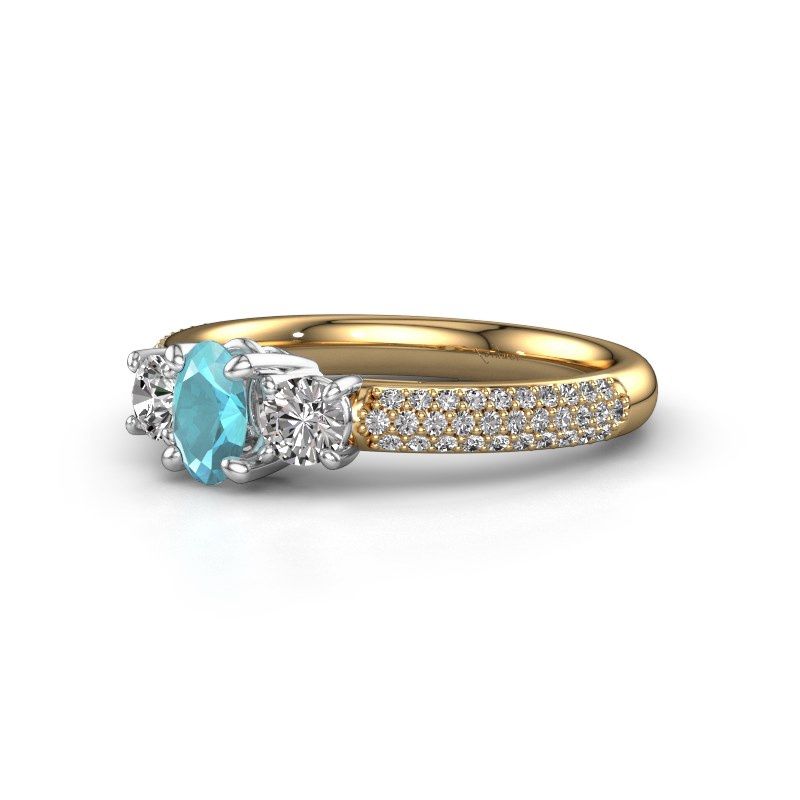 Image of Engagement Ring Marielle Ovl<br/>585 gold<br/>Blue topaz 6.5x4.5 mm