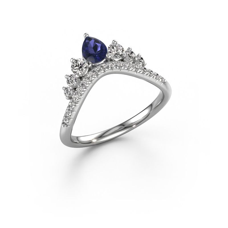 Stackable ring Crown B 585 white gold sapphire 5x4 mm