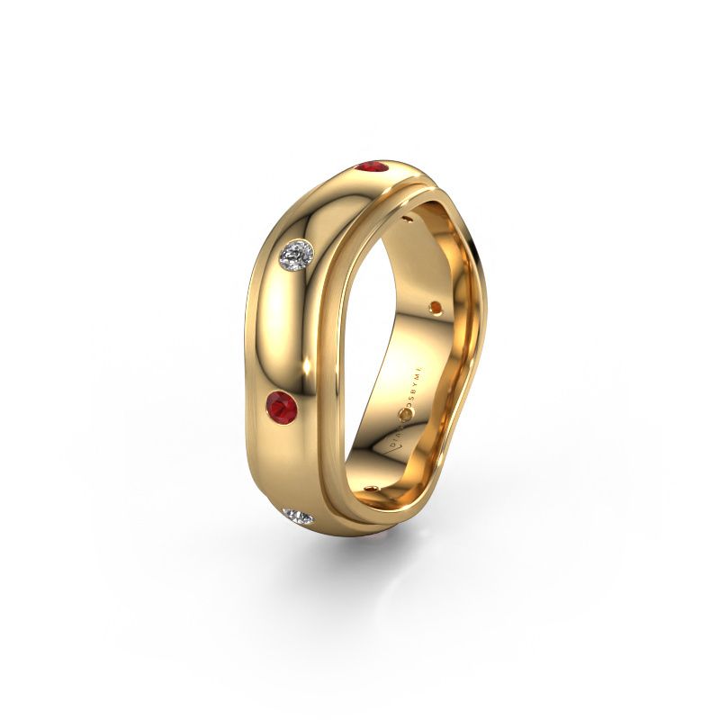 Wedding ring WH2051L26DP 585 gold ruby ±6x2.4 mm