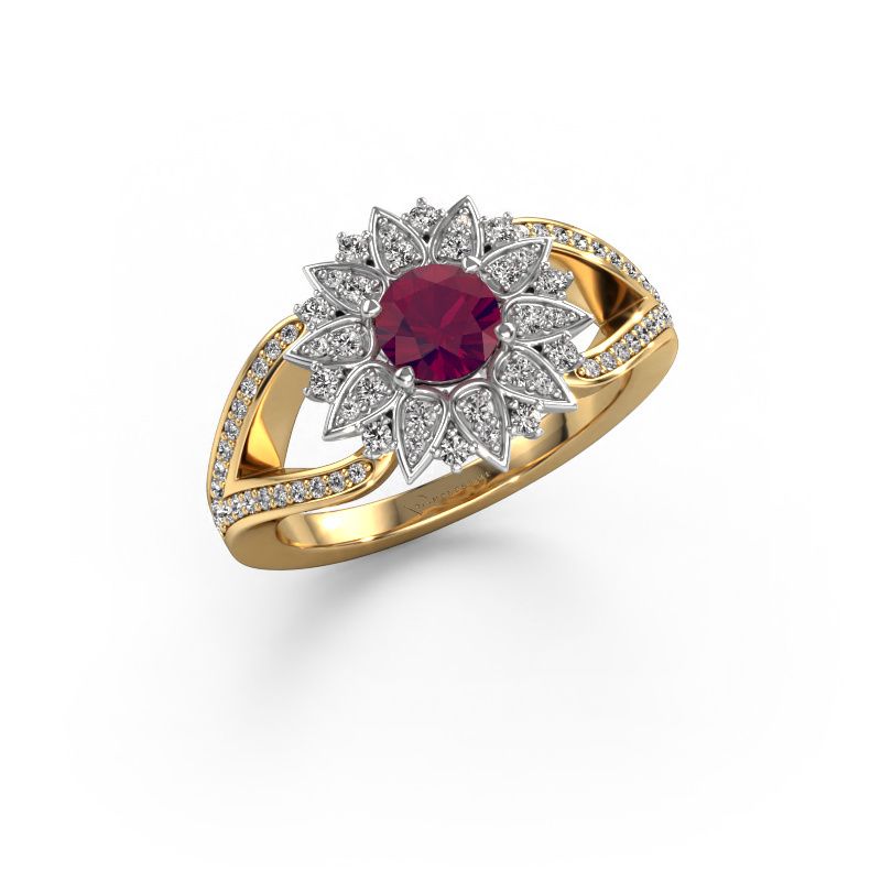 Bague Chasidy 2 585 or jaune rhodolite 5 mm