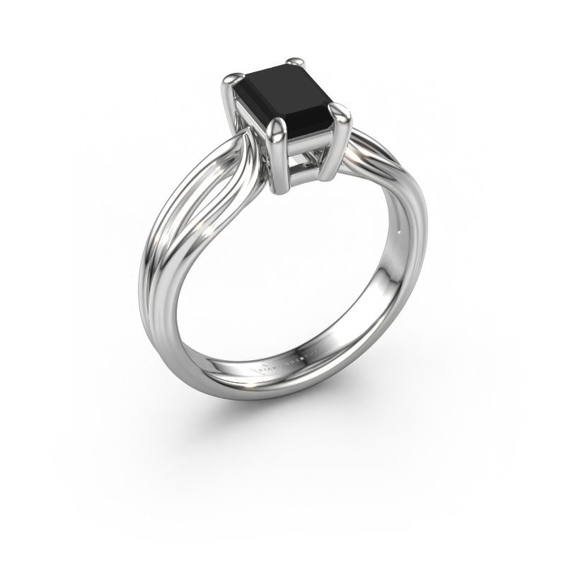 Engagement ring Antonia eme 1 585 white gold black diamond 1.380 crt