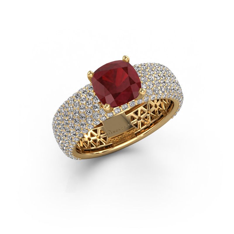Verlovings ring Darcy 585 goud robijn 7 mm