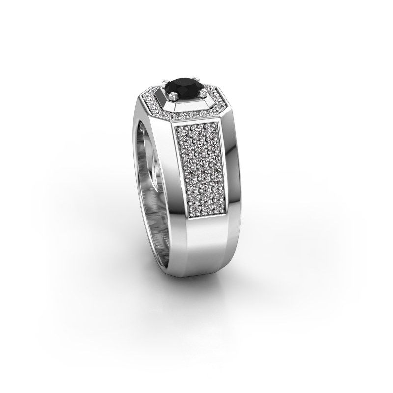 Image of Men's ring Pavan 925 silver black diamond 1.188 crt
