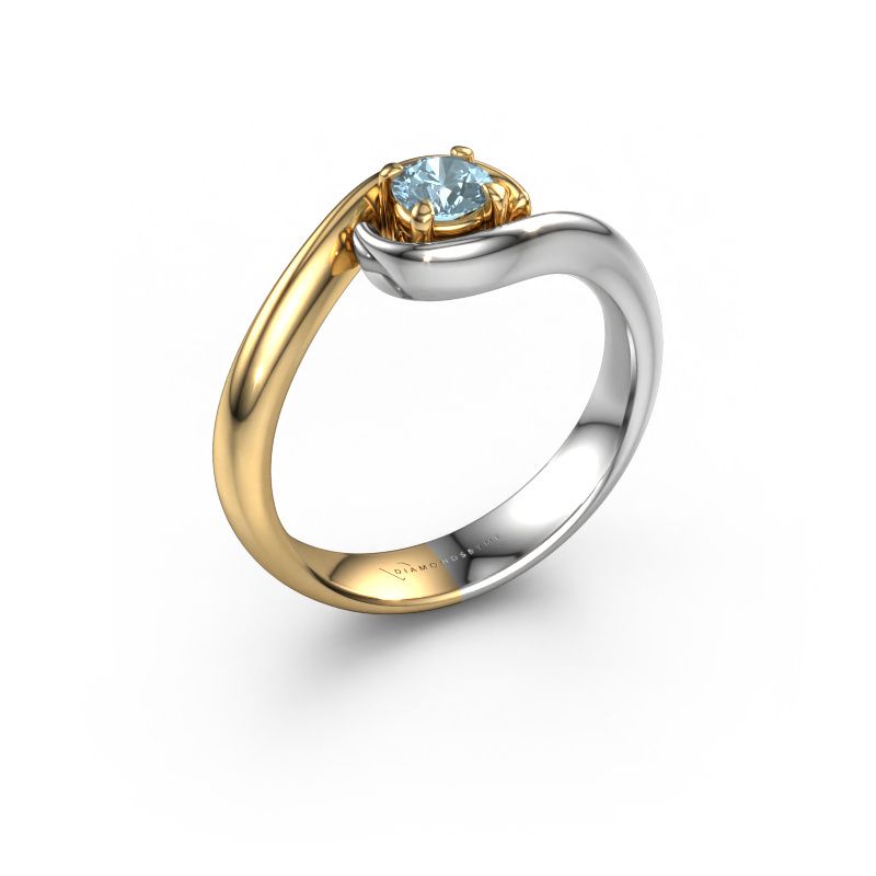 Engagement ring Linn 585 gold blue lab grown diamond 4.2 mm