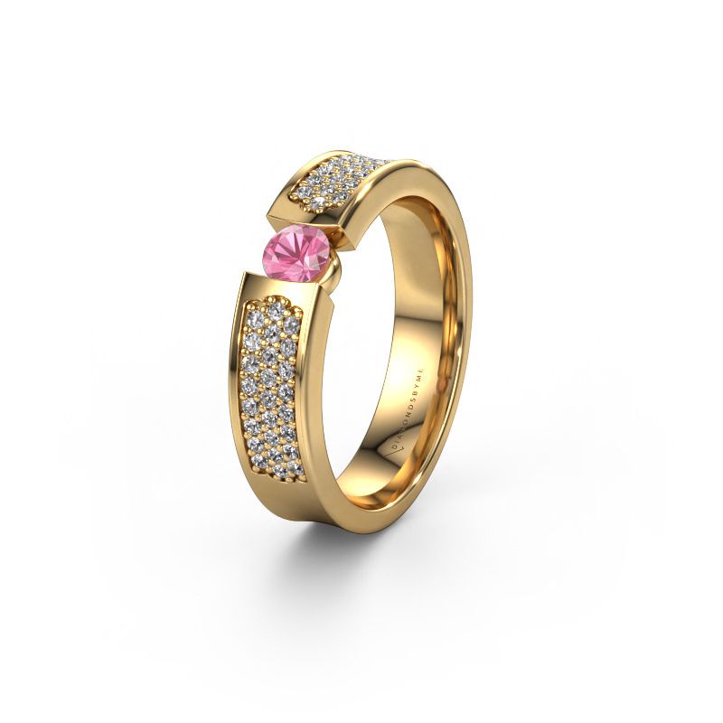 Wedding ring WH2100L 585 gold pink sapphire ±5x3 mm