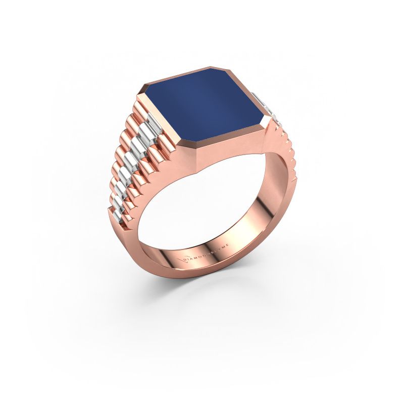 Signet ring Brent 2 585 rose gold lapis 12x10 mm