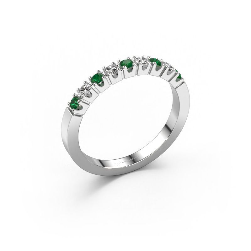 Ring Dana 9 585 witgoud smaragd 2 mm