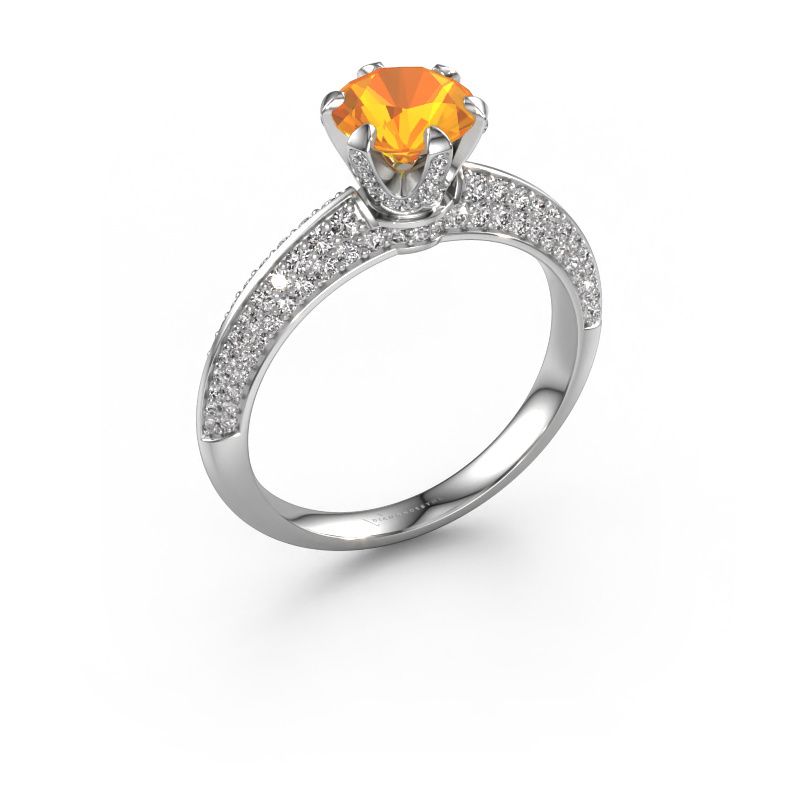 Verlobungsring Abby 585 Weißgold Citrin 6.5 mm