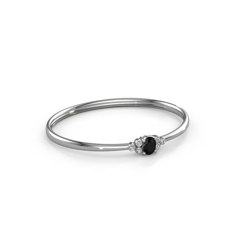 Slavenarmband Lucy 585 witgoud zwarte diamant 1.52 crt