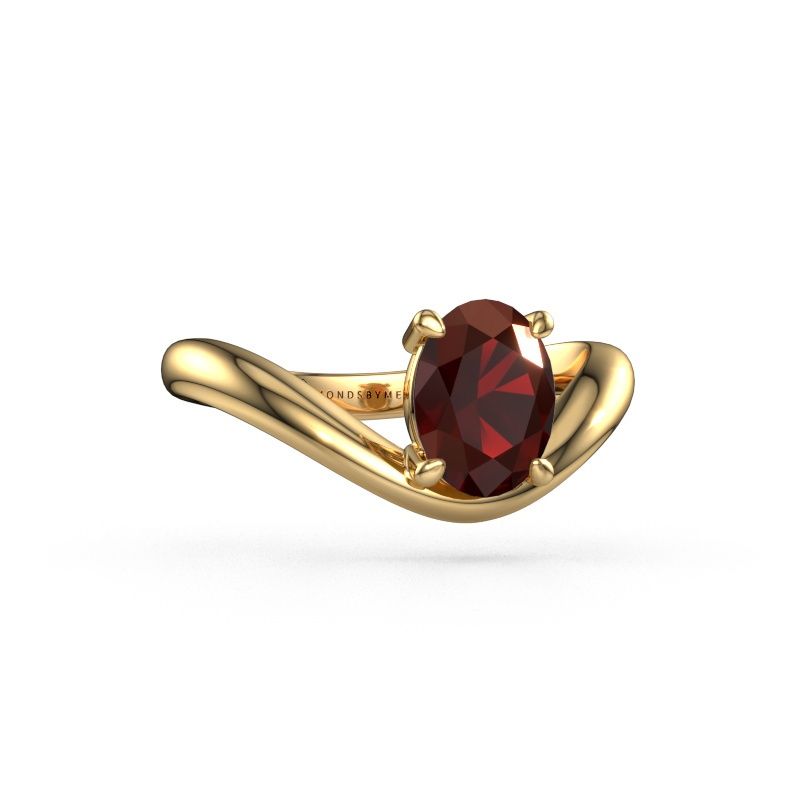 Verlovingsring Femke OVL 585 goud granaat 8x6 mm