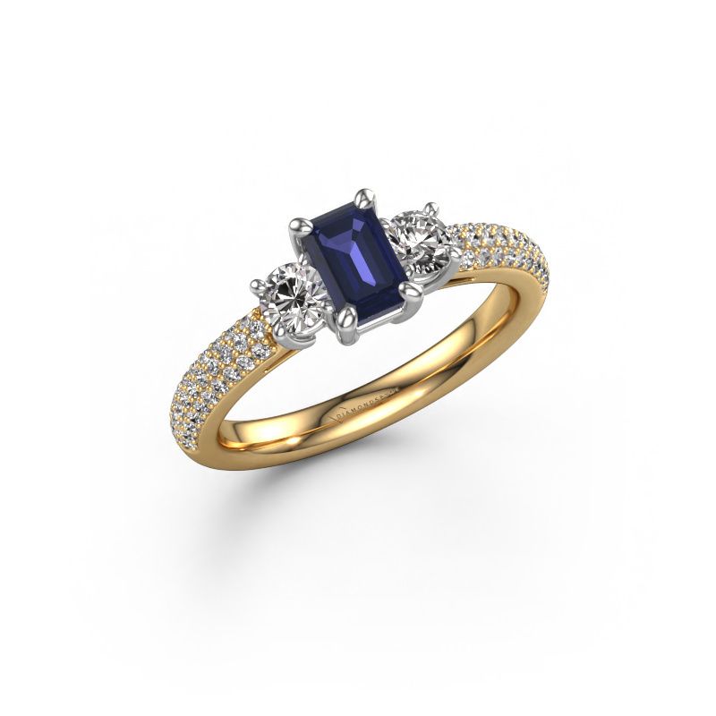 Bague de fiançailles Marielle EME 585 or jaune saphir 6x4 mm