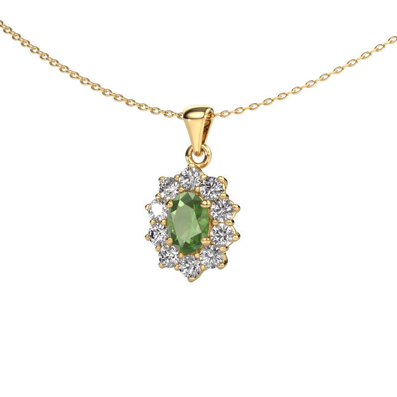 Anhänger Leesa 585 Gold Turmalin grün 7x5 mm