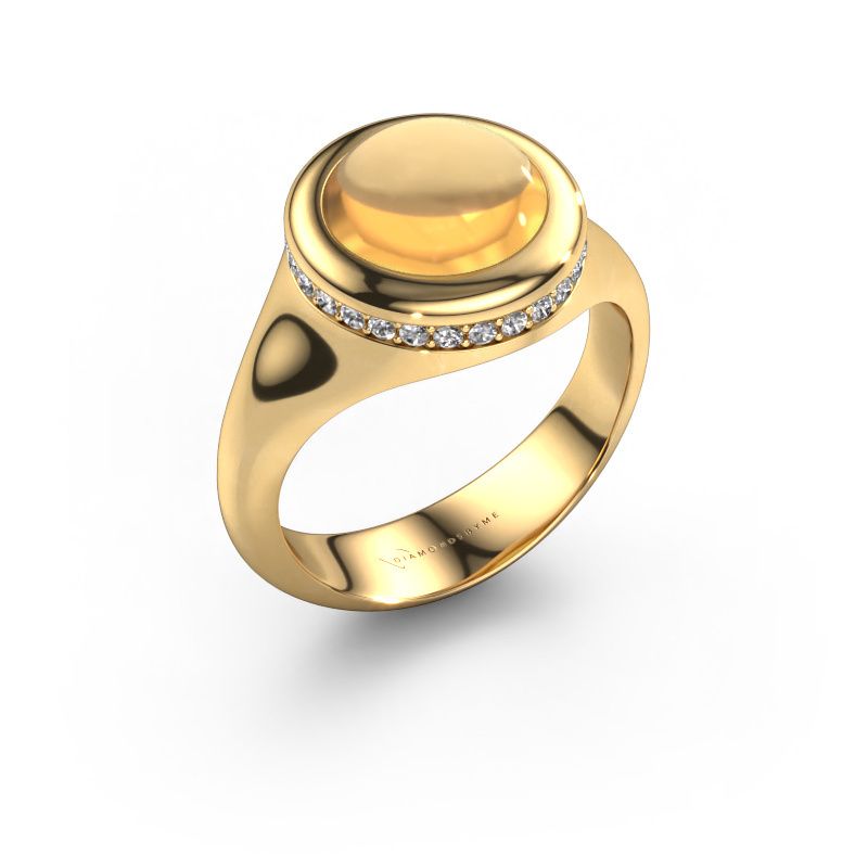 Bague Lesli RND 585 or jaune citrine 10 mm