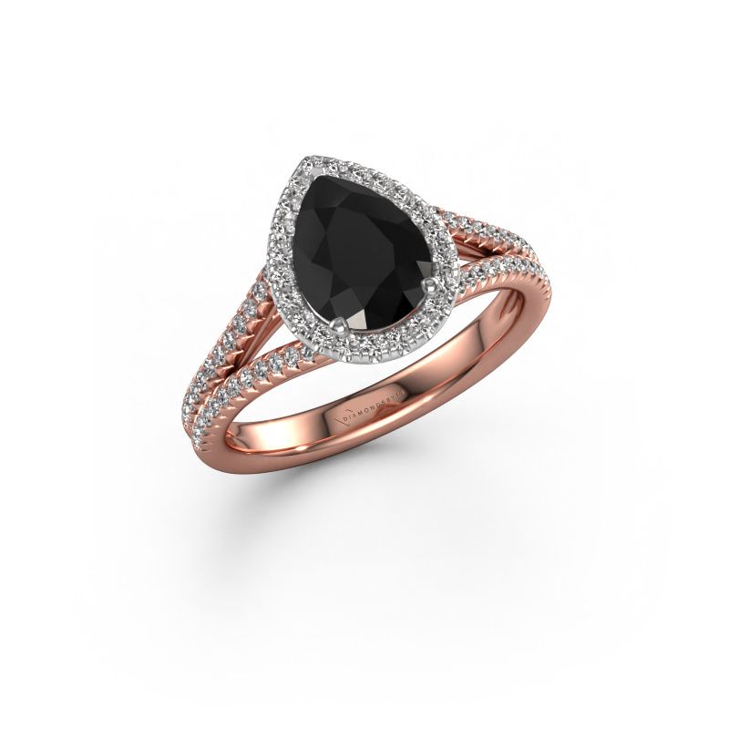 Bague de fiançailles Verla pear 2 585 or rose diamant noir 1.637 crt