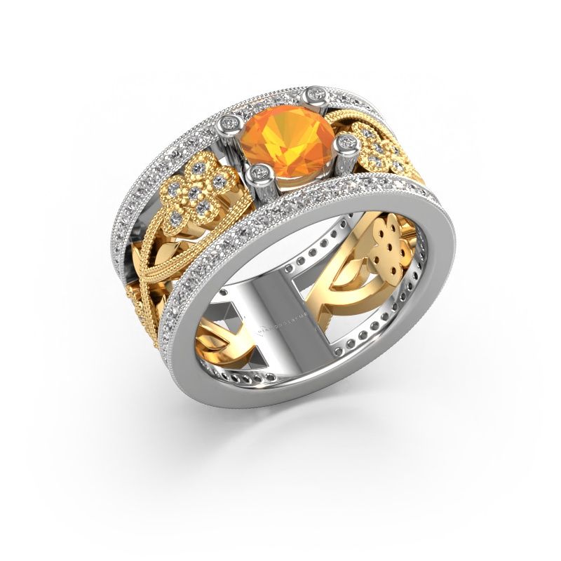 Ring Severine 585 Weißgold Citrin 6 mm