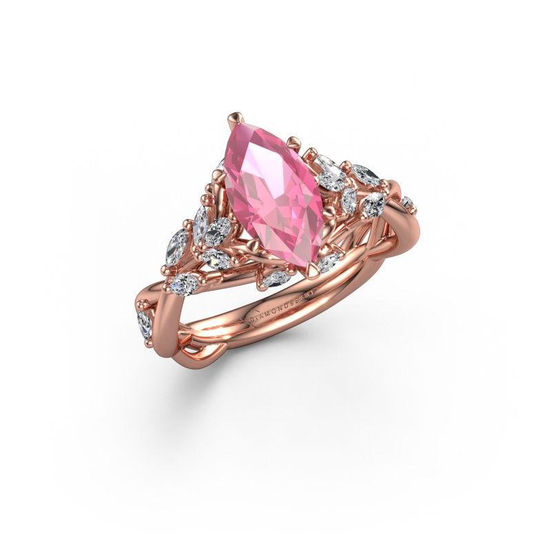 Forlovelsesring Samantha MRQ 585 roségull rosa safir 11x5.5 mm