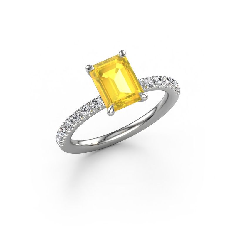 Verlobungsring Crystal EME 2 585 Weißgold Gelb Saphir 8x6 mm