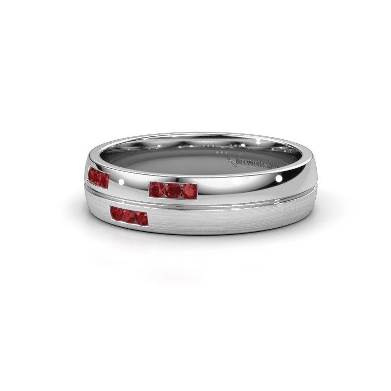 Image of Wedding ring WH0206L25APM<br/>585 white gold ±5x1.7 mm<br/>Ruby
