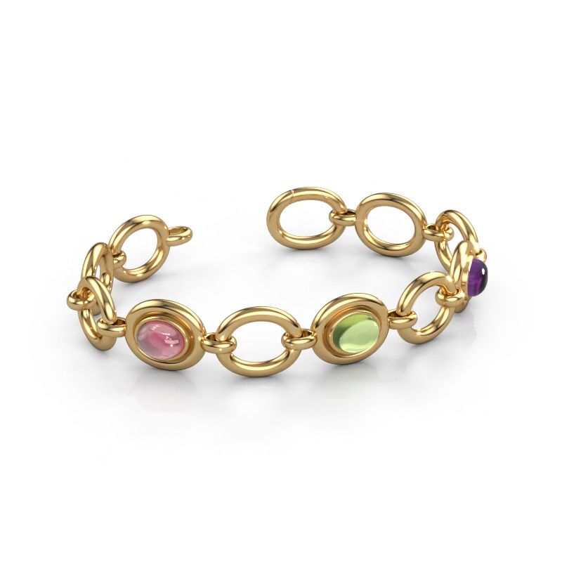 Link bracelet Maxima 3 585 gold tourmaline pink 9x7 mm