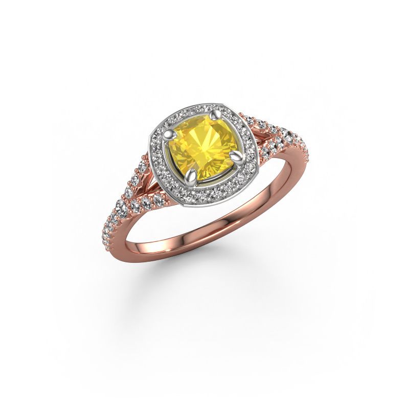 Verlobungsring Pamela CUS 585 Roségold Gelb Saphir 5.5 mm