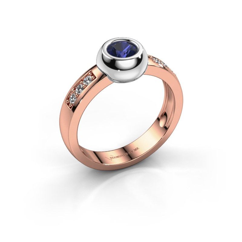 Afbeelding van Ring Charlotte Round<br/>585 rosé goud<br/>Saffier 4.7 mm