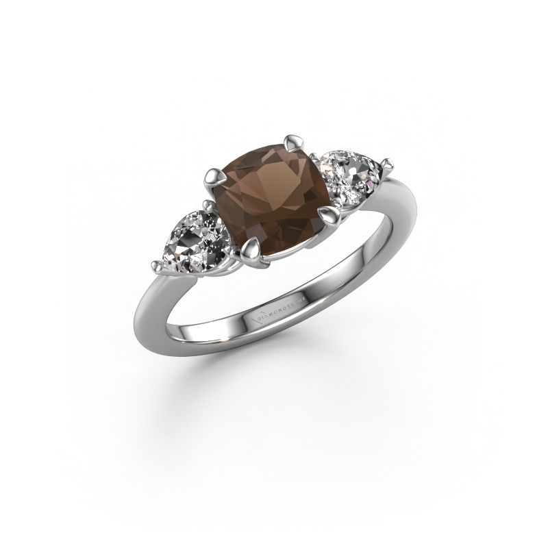 Engagement ring Chanou CUS 950 platinum smokey quartz 7 mm