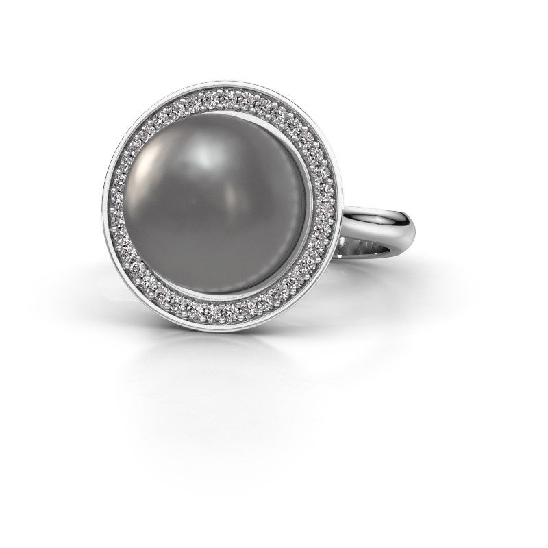 Image de Bague Grisel<br/>585 or blanc<br/>Perle grise 12 mm