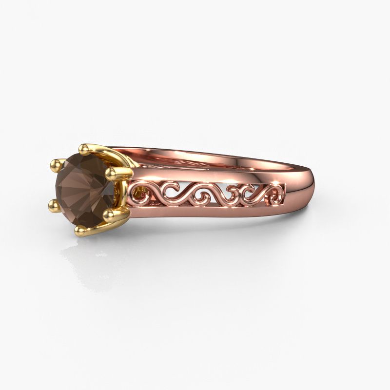 Image of Engagement ring Shan 585 rose gold smokey quartz 6 mm