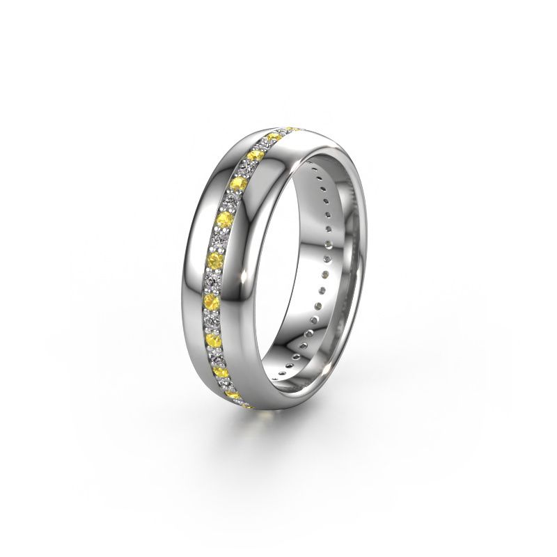 Wedding ring WH0103L36BP 585 white gold yellow sapphire 1.3 mm ±6x2 mm