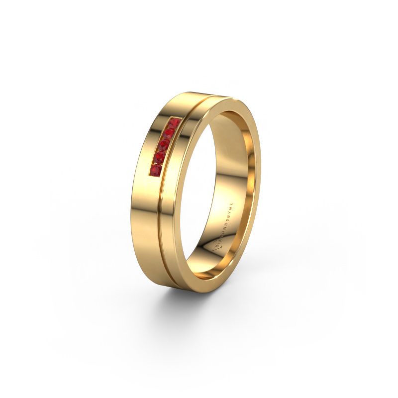 Trouwring WH0307L15AP 585 goud robijn ±5x1.7 mm
