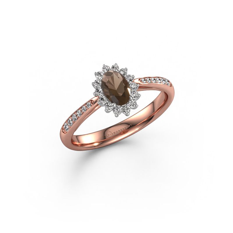 Verlobungsring Tilly ovl 2 585 Roségold Rauchquarz 7x5 mm