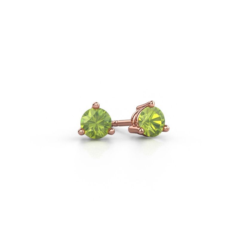 Oorstekers Somer 585 rosé goud peridoot 4.7 mm