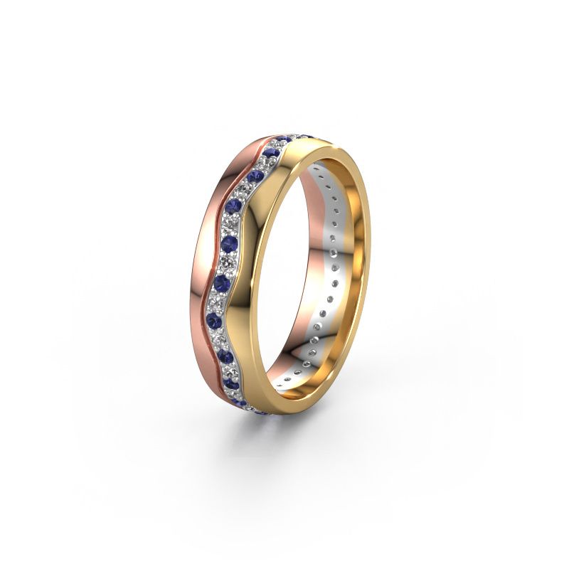 Trouwring WH0803L25AP 585 rosé goud saffier ±5x1.7 mm