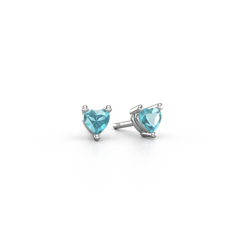 Ohrsteckers Garnet 585 Weißgold Blau Topas 4 mm