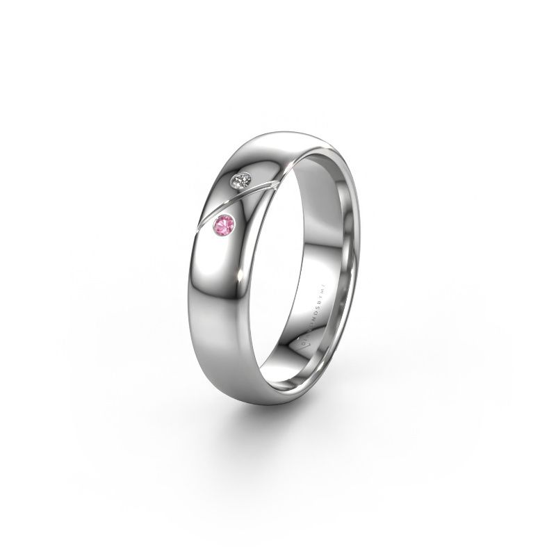 Wedding ring WH1201L35AP 585 white gold pink sapphire ±5x1.7 mm